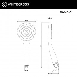 Душевая лейка 1 режим WHITECROSS BASIC-BL черный мат