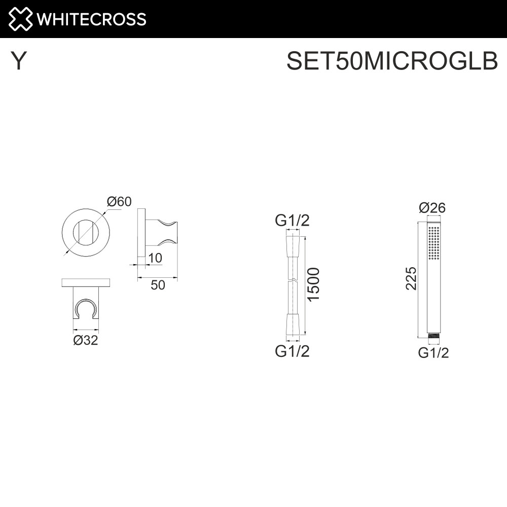 Душевой гарнитур точечный WHITECROSS SET50MICROGLB брашированное золото