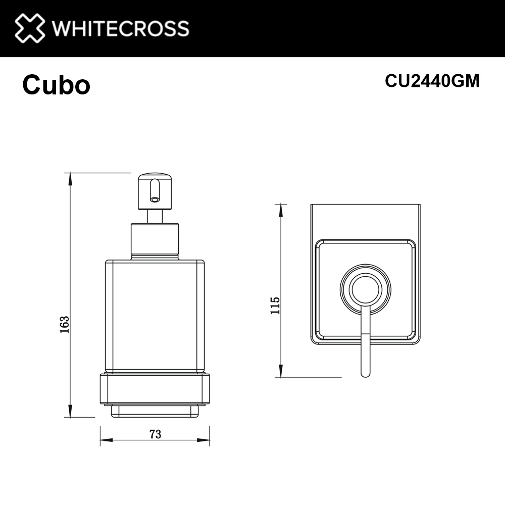 Дозатор для жидкого мыла подвесной WHITECROSS Cubo CU2440GM оружейная сталь