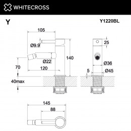 Смеситель для биде WHITECROSS Y Y1220BL черный мат