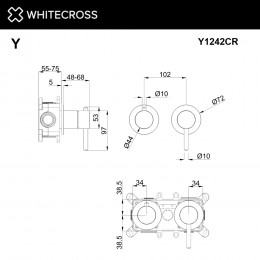 Смеситель скрытого монтажа на 2 потребителя WHITECROSS Y Y1242CR хром