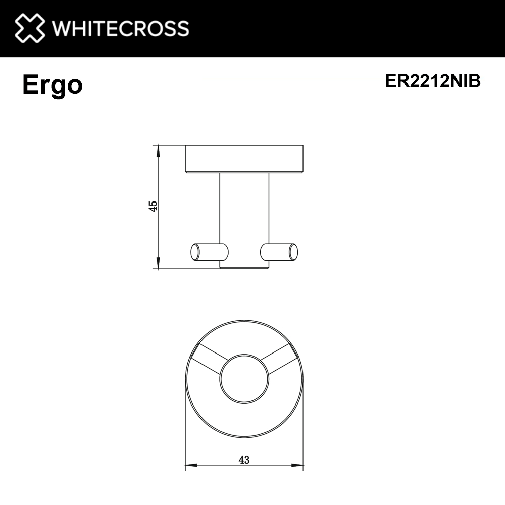 Крючок двойной WHITECROSS Ergo ER2212NIB брашированный никель