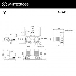 Встраиваемая часть смесителя на 3 потребителя WHITECROSS Y1243