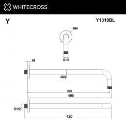 Кронштейн душевой настенный WHITECROSS Y1310BL черный мат