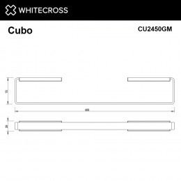 Полотенцедержатель 450 мм. WHITECROSS Cubo CU2450GM оружейная сталь