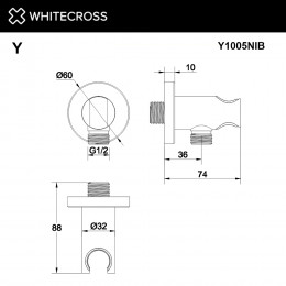 Угловой соединительный элемент WHITECROSS Y1005NIB брашированный никель