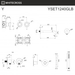 Смеситель для ванны скрытого монтажа WHITECROSS Y YSET1240GLB брашированное золото