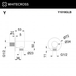 Угловой соединительный элемент WHITECROSS Y1018GLB брашированное золото