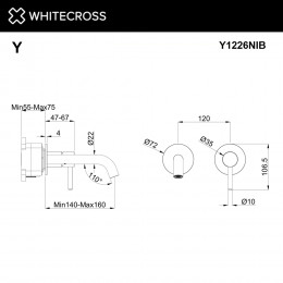 Смеситель для умывальника скрытого монтажа WHITECROSS Y Y1226NIB брашированный никель