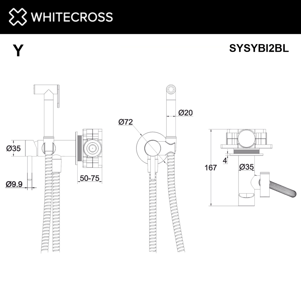 Система для биде скрытого монтажа WHITECROSS Y SYSYBI2BL черный мат