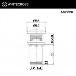 Донный клапан WHITECROSS A706CPB для умывальника, клик-клак брашированная медь