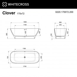 Ванна WHITECROSS Clover 170x72 белый мат иск. камень