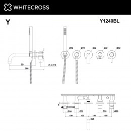 Смеситель для ванны скрытого монтажа WHITECROSS Y Y1240BL черный мат