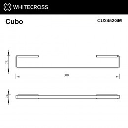 Полотенцедержатель 600 мм. WHITECROSS Cubo CU2452GM оружейная сталь