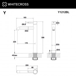 Смеситель для умывальника WHITECROSS Y Y1212BL черный мат