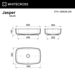 Умывальник WHITECROSS Jasper 58x38 белый мат иск. камень