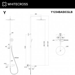 Термостатическая система для ванны наружного монтажа WHITECROSS Y Y1234BASICGLB браш. золото