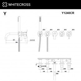 Смеситель для ванны скрытого монтажа WHITECROSS Y Y1240CR хром