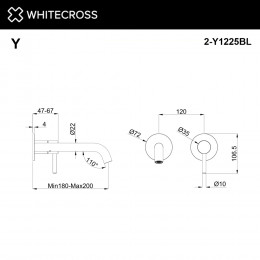 Внешняя часть смесителя для умывальника WHITECROSS Y1225BL черный мат