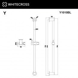 Штанга для душа WHITECROSS Y1010BL черный мат