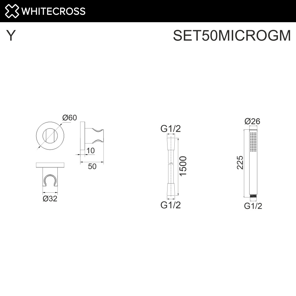 Душевой гарнитур точечный WHITECROSS SET50MICROGM оружейная сталь