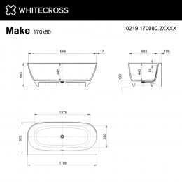 Ванна WHITECROSS Make 170x80 RAL мат иск. камень