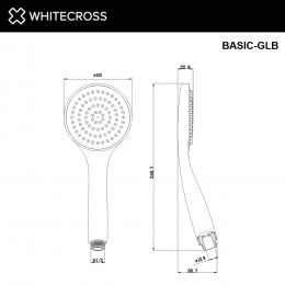 Душевая лейка 1 режим WHITECROSS BASIC-GLB брашированное золото