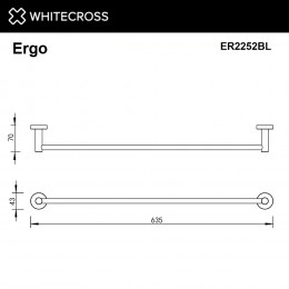 Полотенцедержатель 600 мм. WHITECROSS Ergo ER2252BL черный мат