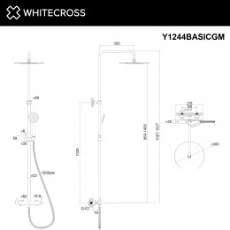 Система для душа наружного монтажа WHITECROSS Y Y1244BASICGM оружейная сталь