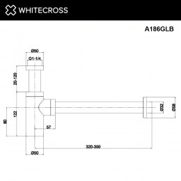 Сифон для умывальника декоративный WHITECROSS A186GLB брашированное золото