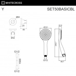 Душевой гарнитур точечный WHITECROSS SET50BASICBL черный мат