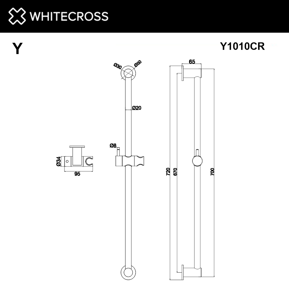 Штанга для душа WHITECROSS Y1010CR хром