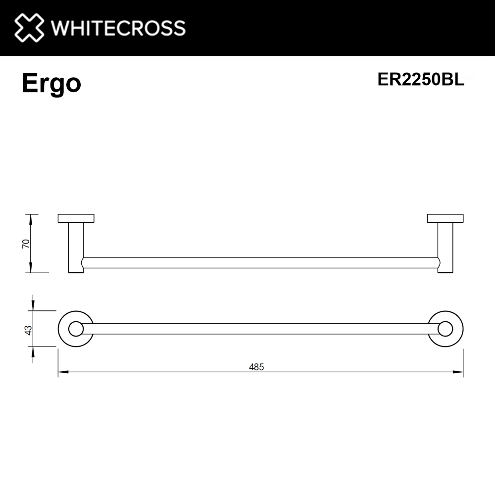 Полотенцедержатель 450 мм. WHITECROSS Ergo ER2250BL черный мат