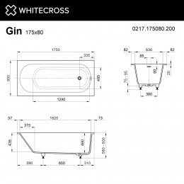 Ванна WHITECROSS Gin 175x80 белый мат иск. камень