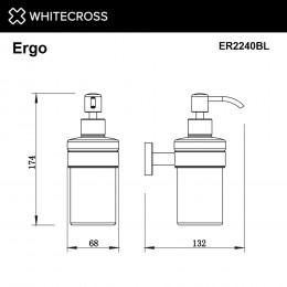 Дозатор для жидкого мыла подвесной WHITECROSS Ergo ER2240BL черный мат