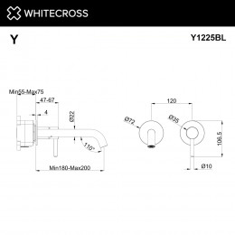 Смеситель для умывальника скрытого монтажа WHITECROSS Y Y1225BL черный мат