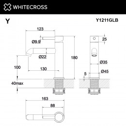 Смеситель для умывальника WHITECROSS Y Y1211GLB брашированное золото