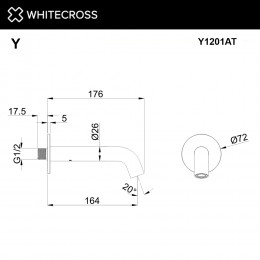 Излив настенный 164 мм WHITECROSS Y1201AT антрацит