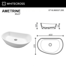 Умывальник WHITECROSS Ametrine 60x37 белый мат иск. камень