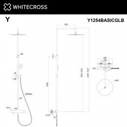 Термостатическая душевая система наружного монтажа WHITECROSS Y Y1254BASICGLB брашированное золото