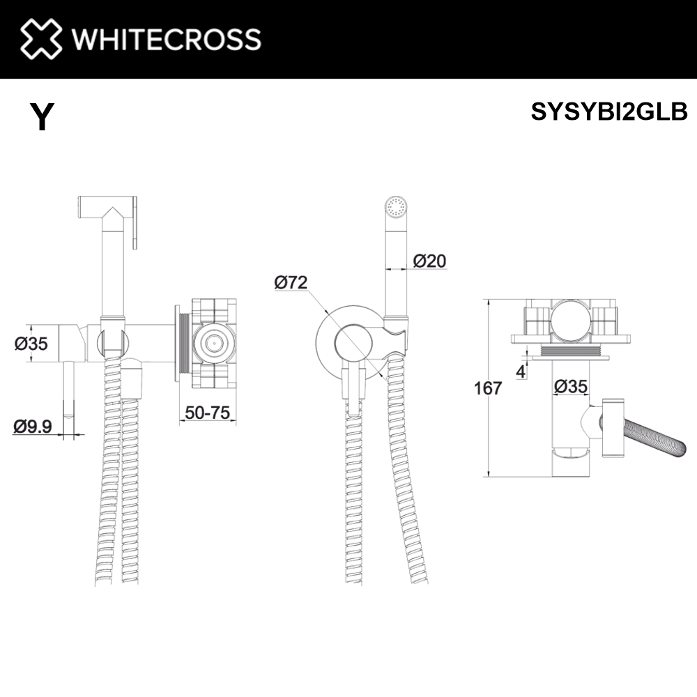 Система для биде скрытого монтажа WHITECROSS Y SYSYBI2GLB брашированное золото
