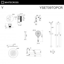 Термостатическая душевая система скрытого монтажа WHITECROSS Y YSET09TOPCR хром