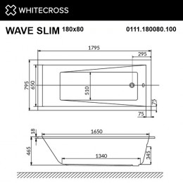 Ванна WHITECROSS Wave Slim 180x80 ULTRA NANO хром