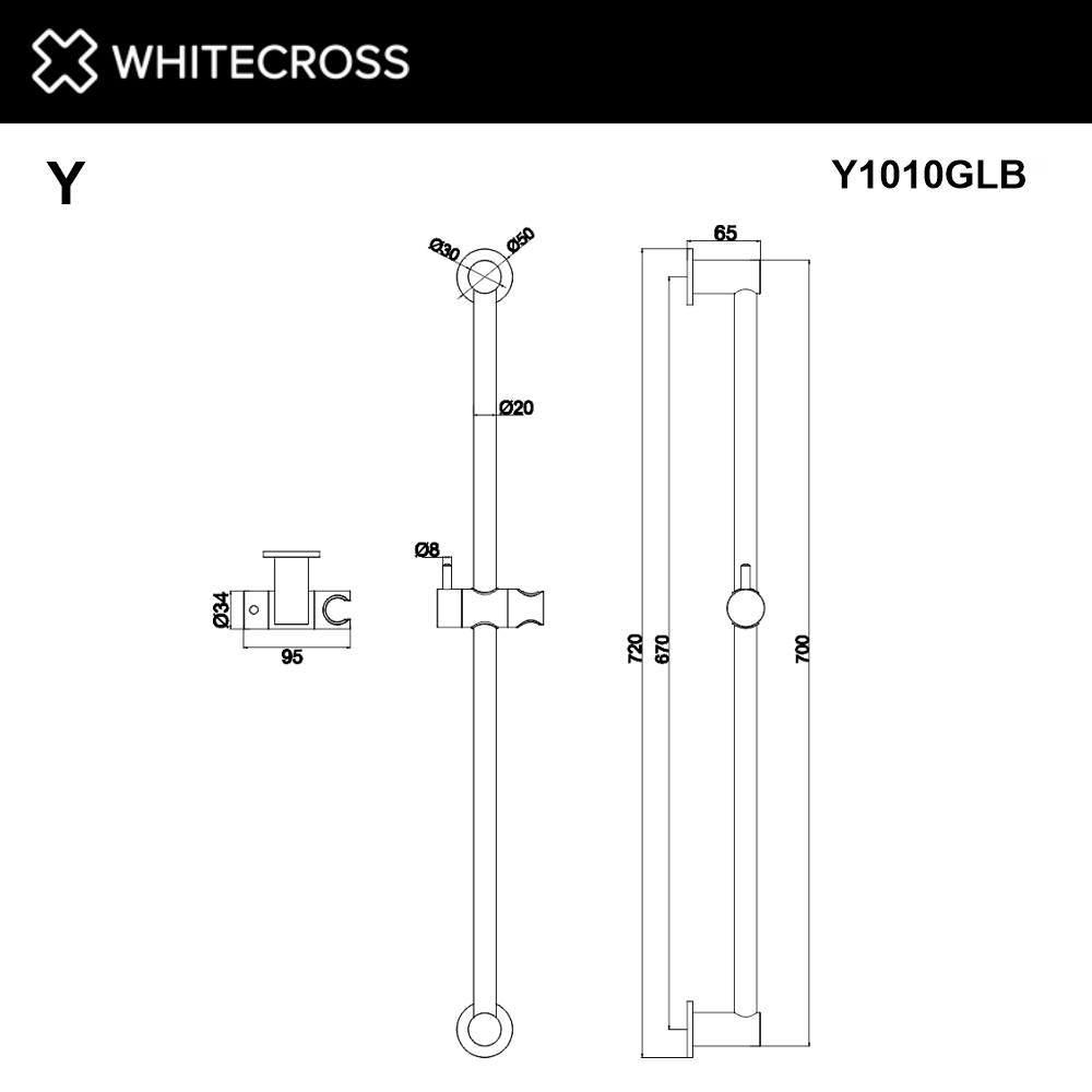 Штанга для душа WHITECROSS Y1010GL золото