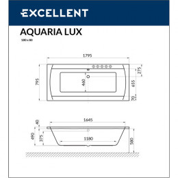 Ванна EXCELLENT Aquaria Lux 180x80 NANO золото